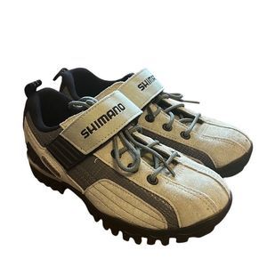 Shimano Mountain Bike Cycling Shoes Gray Lace Up Hook‎ and Loop Strap